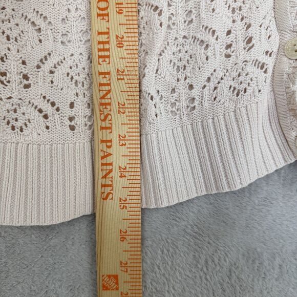 Vtg Crochet Cardigan Sweater Women XL Blush Pink Cottage Coquette Gilmore Granny - Picture 5 of 10